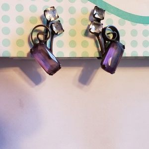 vintage amethyst and crystal silver clip earrings